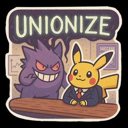 Corporate Pikachu Vinyl Sticker - Unionize Gengar - corporate chaos, office culture, union meme stickers, alternative pokemon, gen z humor