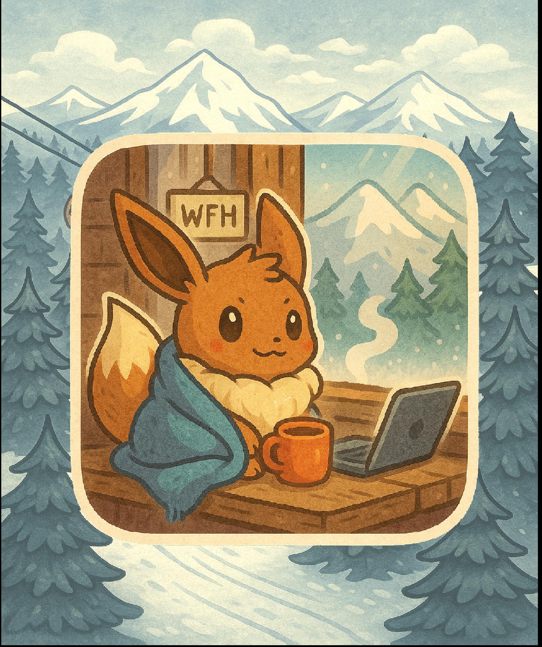 Eevee Vinyl Sticker - Work from home - coporate balance