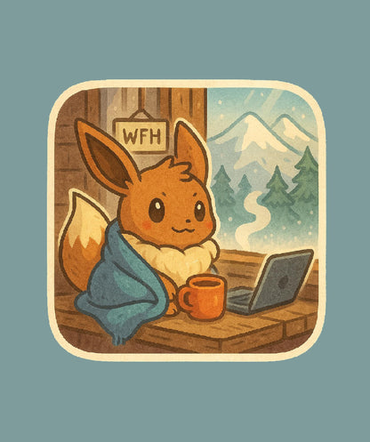 Eevee Vinyl Sticker - Work from home - coporate balance