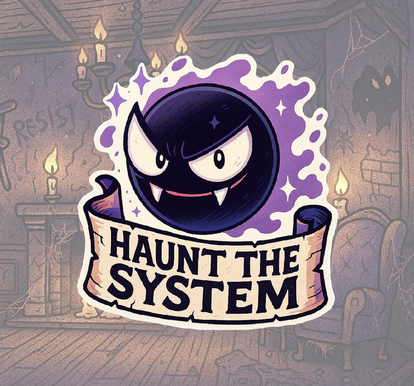 Gastly - Vinyl Pokemon Sticker - Haunt the System