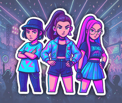 K-pop Demon Hunters Inspired - Vinyl Sticker - Neon Y2K