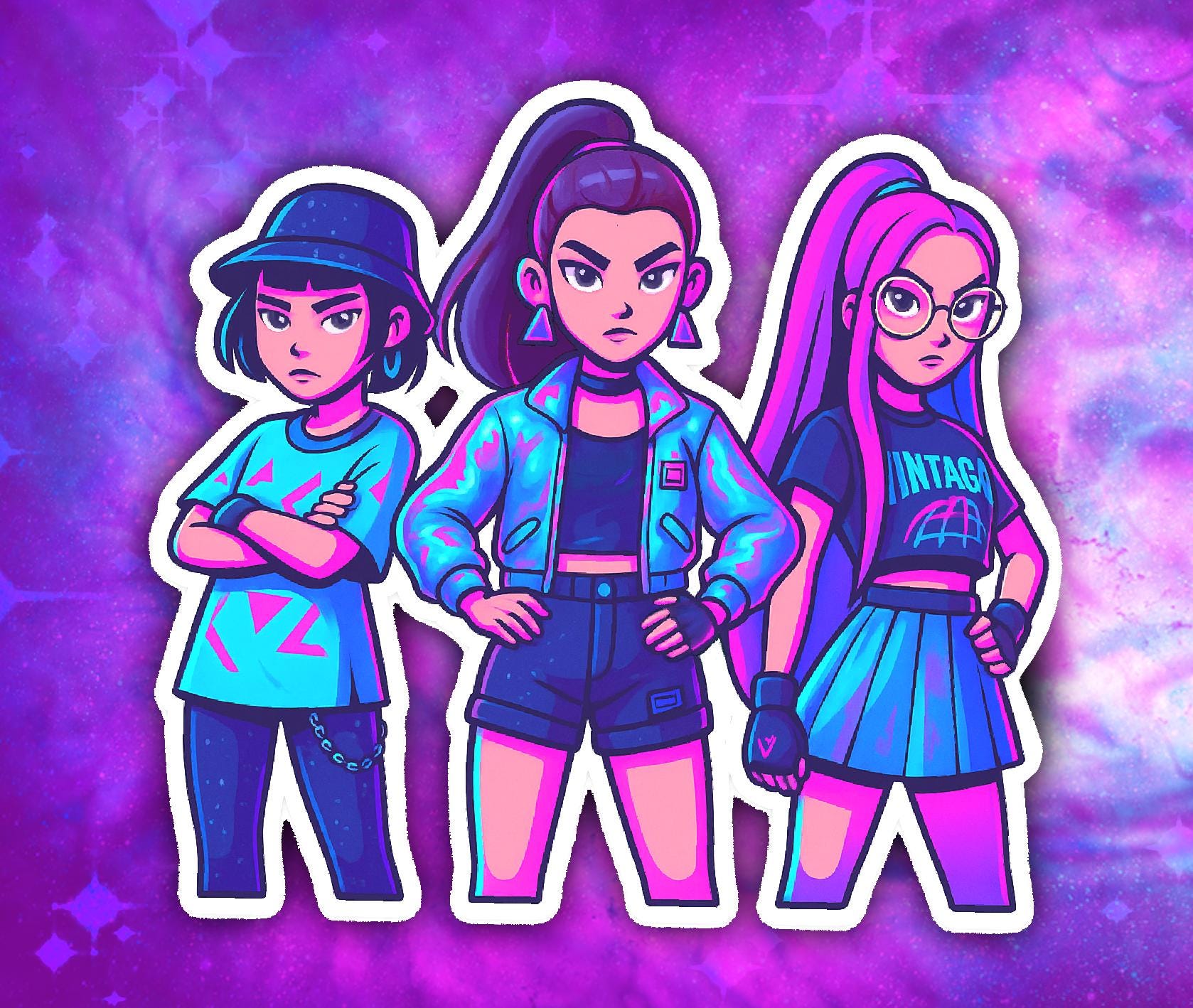 K-pop Demon Hunters Inspired - Vinyl Sticker - Neon Y2K