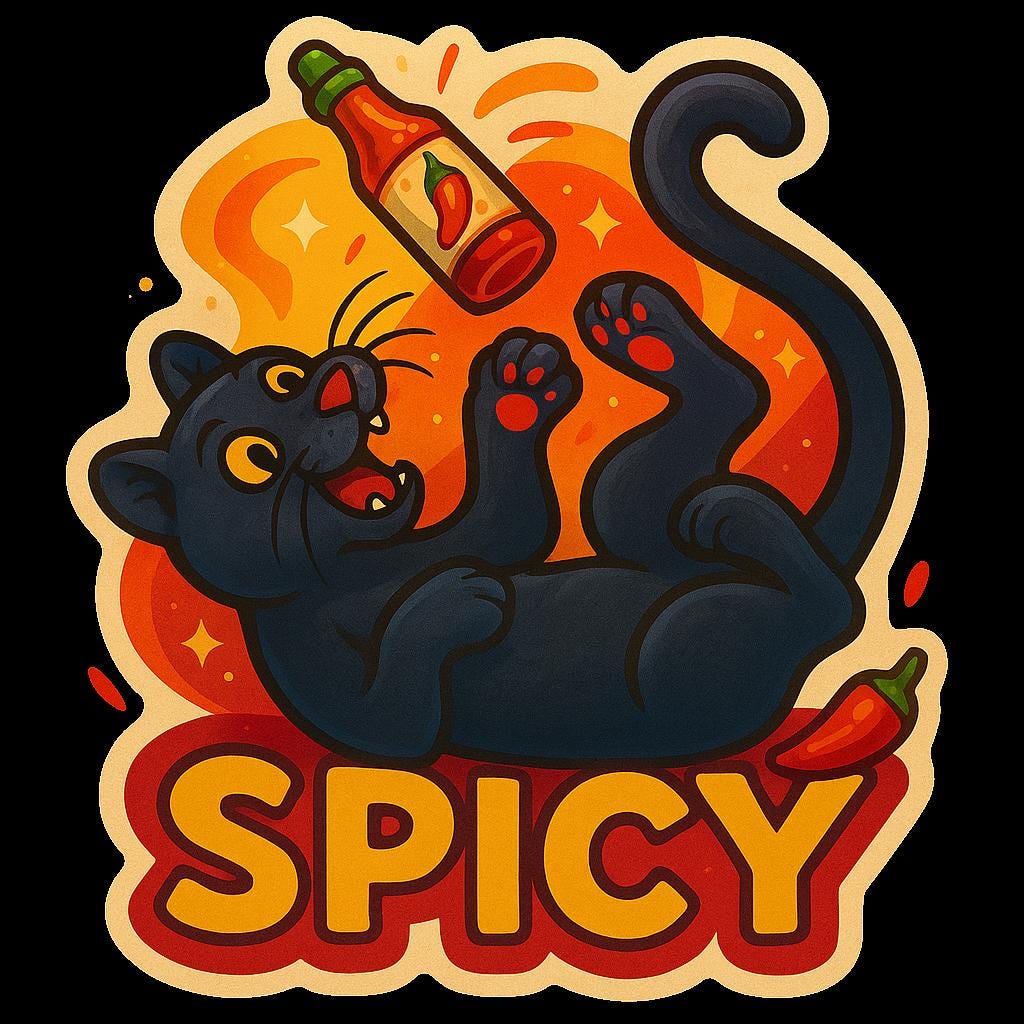 Spicy Panther Hot Sauce Sticker – Funny Black Cat Vinyl Decal – Spicy Food Humor Gift – Fire Cat Sticker