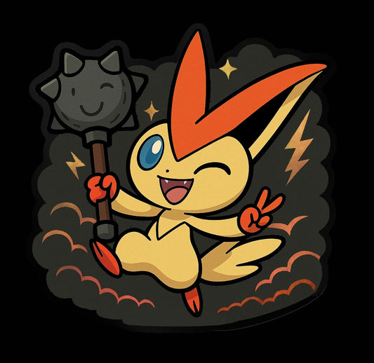 Chaos gremlin - inspired by Pokemon & Victini - Vinyl Sticker