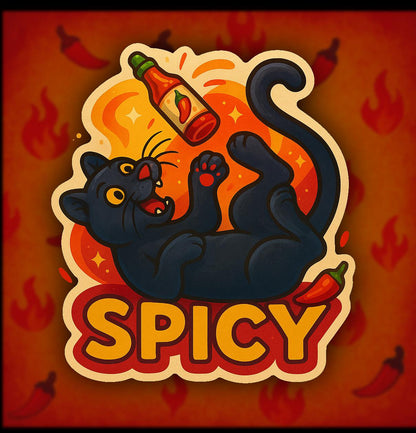 Spicy Panther Hot Sauce Sticker – Funny Black Cat Vinyl Decal – Spicy Food Humor Gift – Fire Cat Sticker