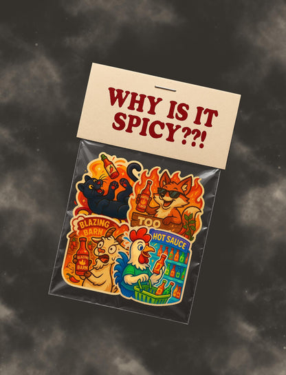 Spicy Vinyl Sticker Pack – Goofy Barnyard Animals, Small Artist Made, Funny Hot Sauce Sticker Designs, Spicy Food Lovers, Gift for him
