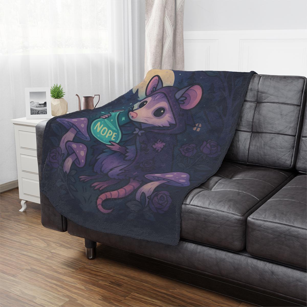 Dark Cottage Possum Blanket - Pastel Goth Cozy Gift - Soft Sherpa Throw Blanket