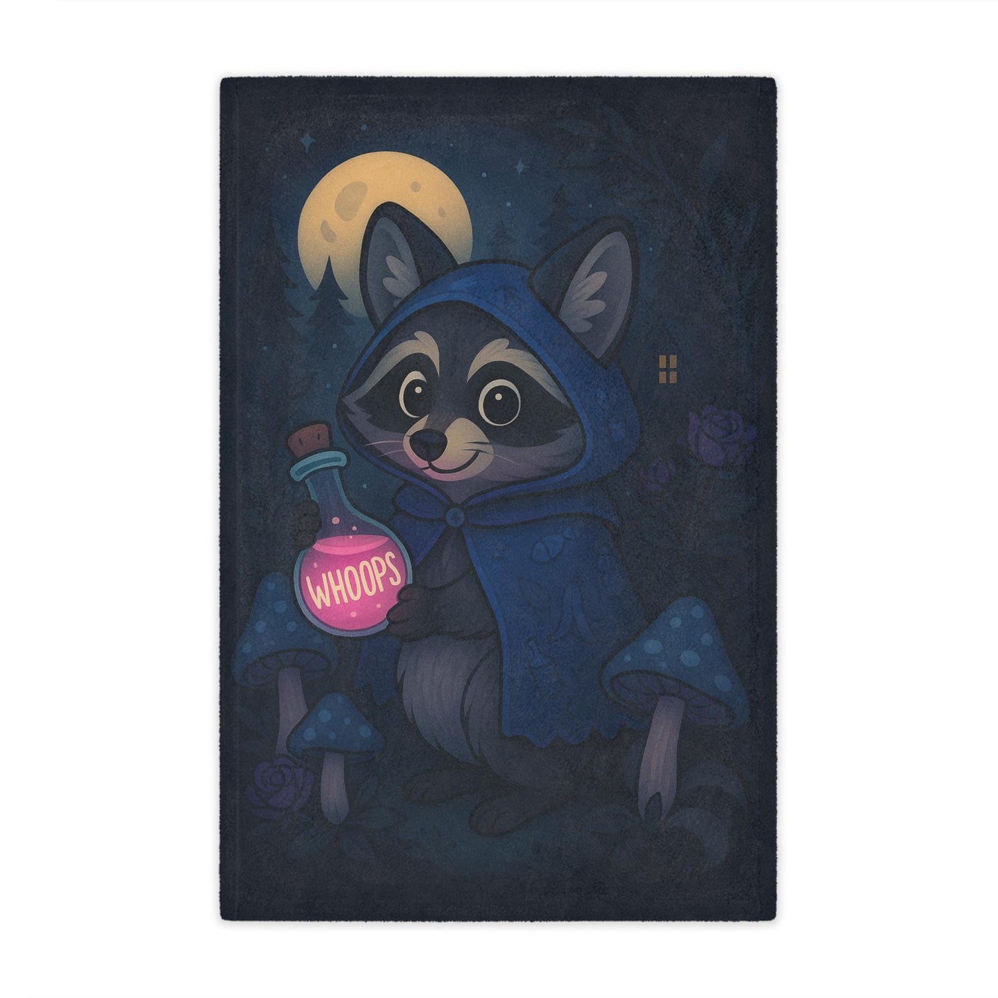 Dark Cottage Raccoon Blanket - Pastel Goth Cozy Gift - Soft Sherpa Throw Blanket - Emotional Support Gift - Unique Trash Panda Designs