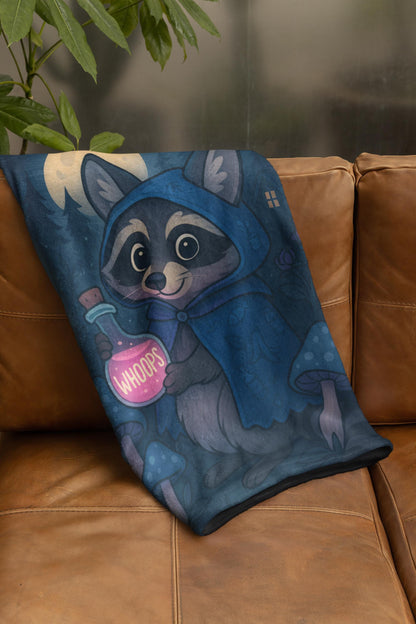 Dark Cottage Raccoon Blanket - Pastel Goth Cozy Gift - Soft Sherpa Throw Blanket - Emotional Support Gift - Unique Trash Panda Designs