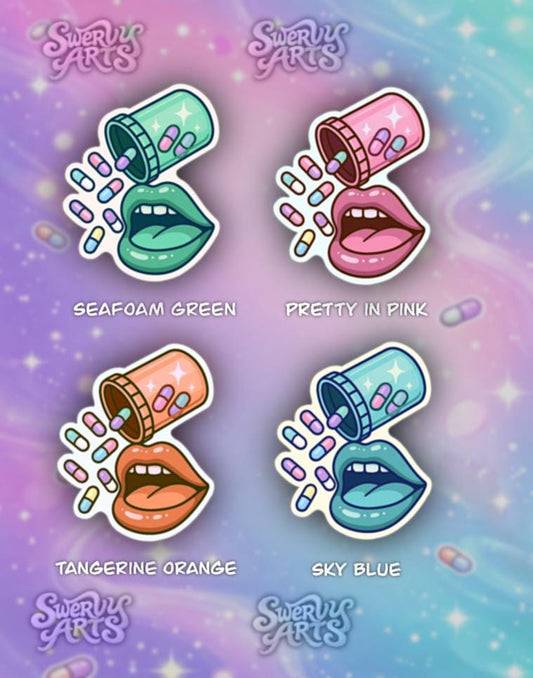 Cute Pill Bottle Sticker – Y2K Medication Aesthetic Vinyl Sticker, Spoonie Mental Health Decor, Choose Color
