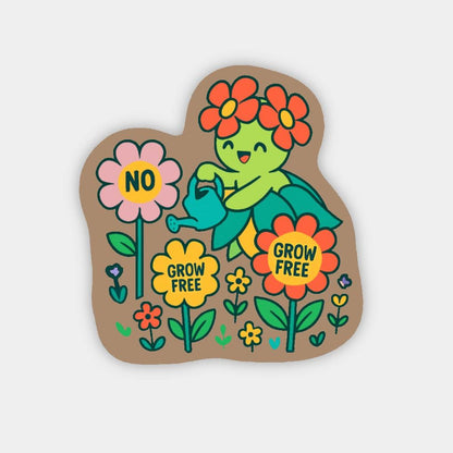 Bellossom ‘Grow Free’ Vinyl Sticker – Floral Rebellion Aesthetic. Botanical Activism Art. No means No. Stickers for Her, Wild Flower Child