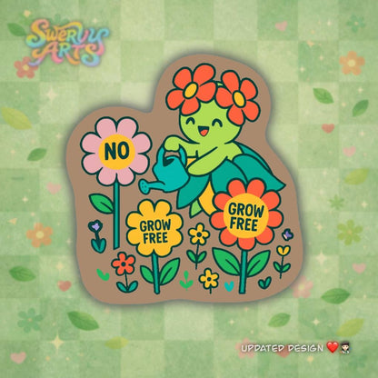 Bellossom ‘Grow Free’ Vinyl Sticker – Floral Rebellion Aesthetic. Botanical Activism Art. No means No. Stickers for Her, Wild Flower Child