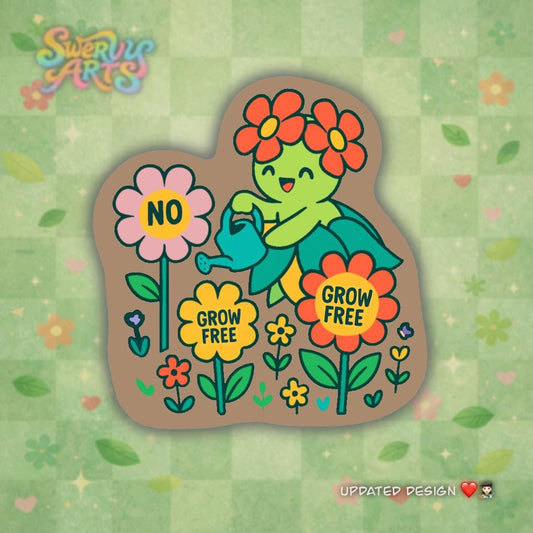 Bellossom ‘Grow Free’ Vinyl Sticker – Floral Rebellion Aesthetic. Botanical Activism Art. No means No. Stickers for Her, Wild Flower Child