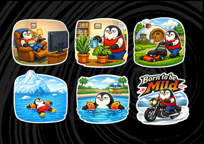 Funny Penguin Dave Stickers / Sticker Sheet | Cozy Story Style Penguin Vinyl Sticker | Introvert Humor | Unique Cute Mental Health Sticker