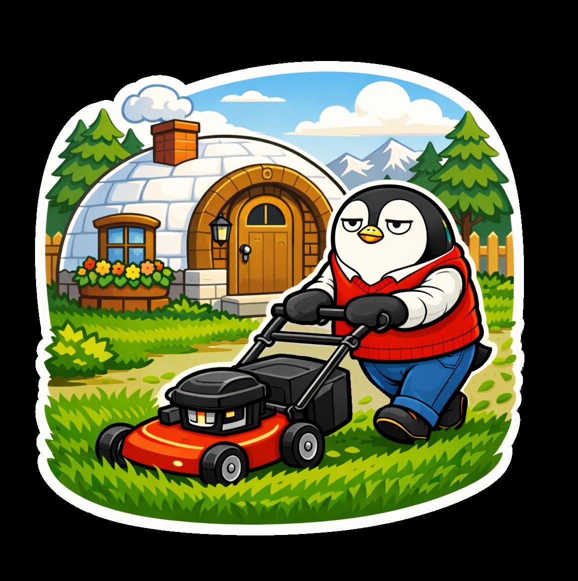 Dave Floating Arctic - Penguin Stickers or Sheet | Story Style Penguin Vinyl Stickers, Burnout Corporate chaos, Sarcastic Gift, Unique Art