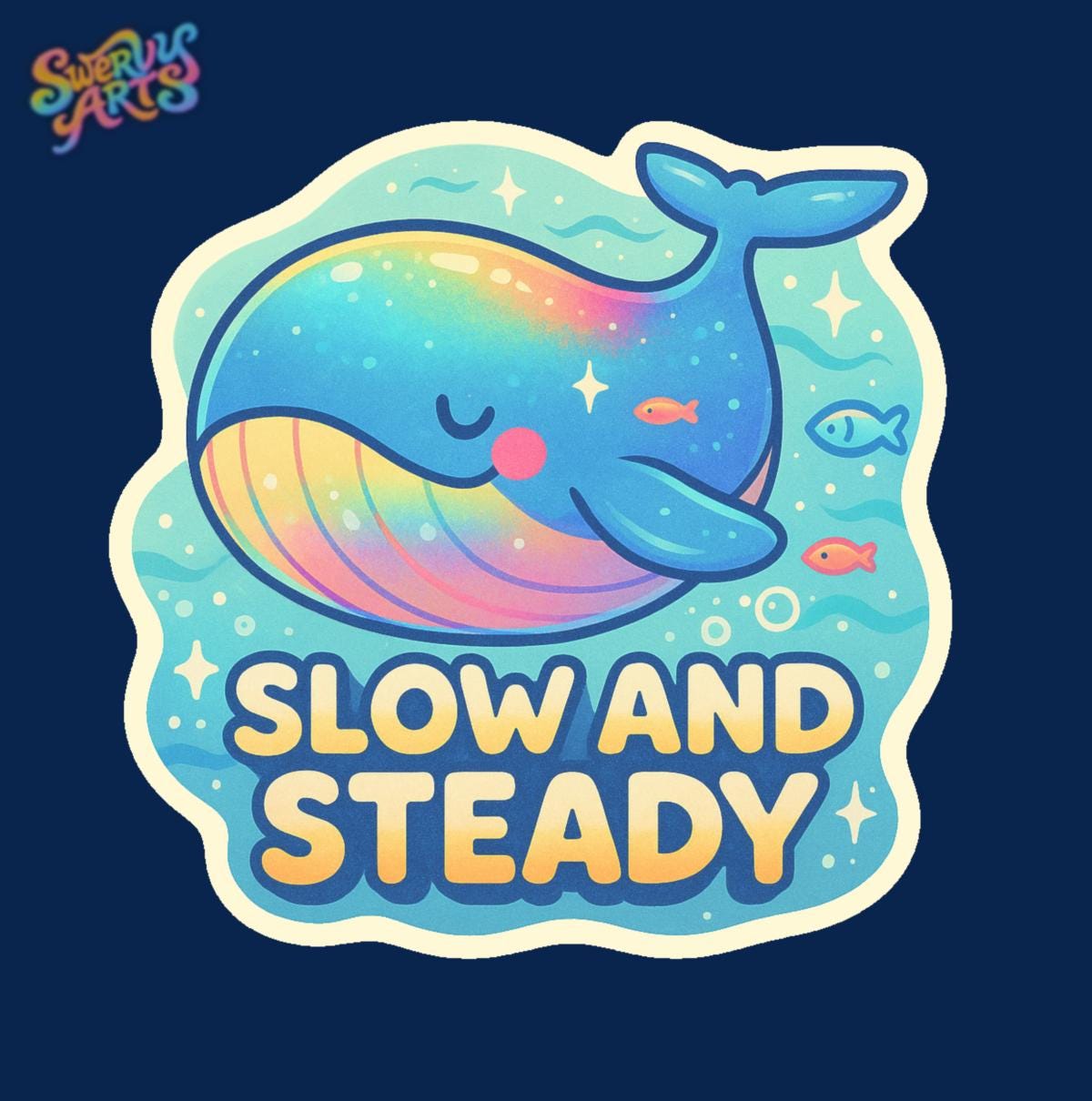 Slow and Steady Whale Sticker | Cute Ocean Animal Vinyl Sticker | Mental Health Reminder | Cute Whale Sticker | Water Bottle Laptop Sticker