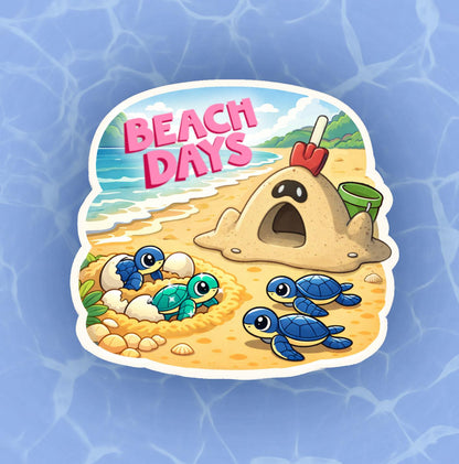 Sandygast Beach Sticker – Tortuga Hatchlings Summer Sticker – Pokemon Beach Days Aesthetic Vinyl Sticker – Ocean Animal Laptop Water Bottle