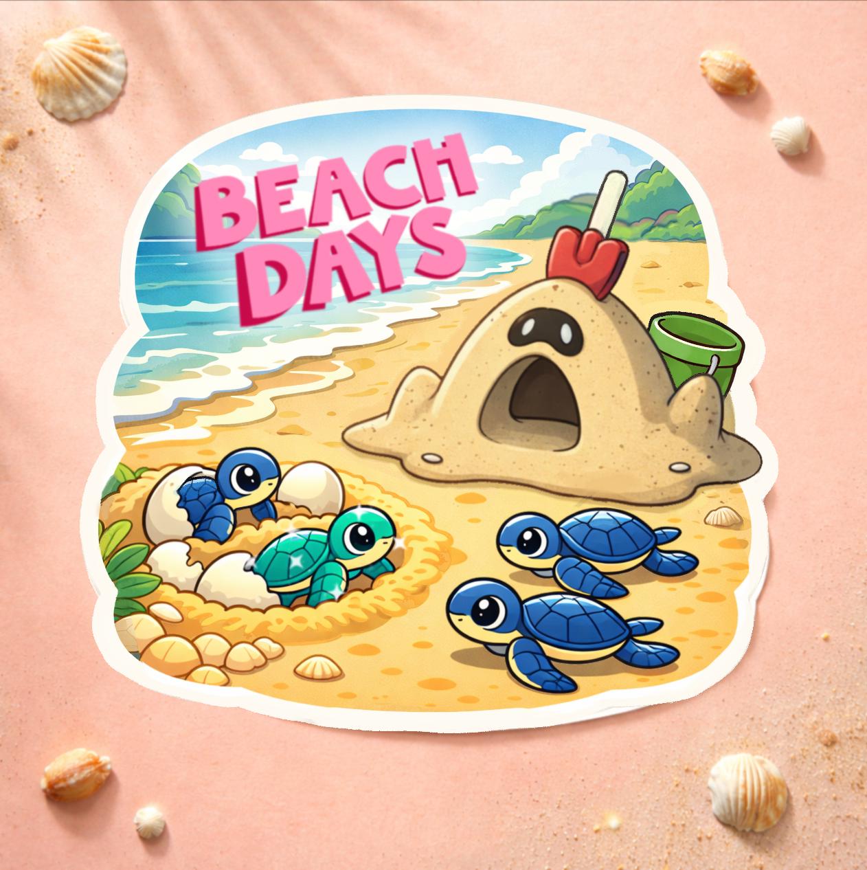Sandygast Beach Sticker – Tortuga Hatchlings Summer Sticker – Pokemon Beach Days Aesthetic Vinyl Sticker – Ocean Animal Laptop Water Bottle