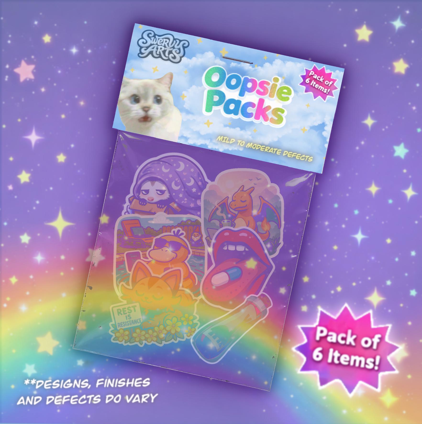 Oopsie Pack Mystery Pack – 6 Defective Stickers, Mini Prints or shop goodies – Discount Bag, Mystery Sticker Pack, Seconds Sale Cute Kawaii