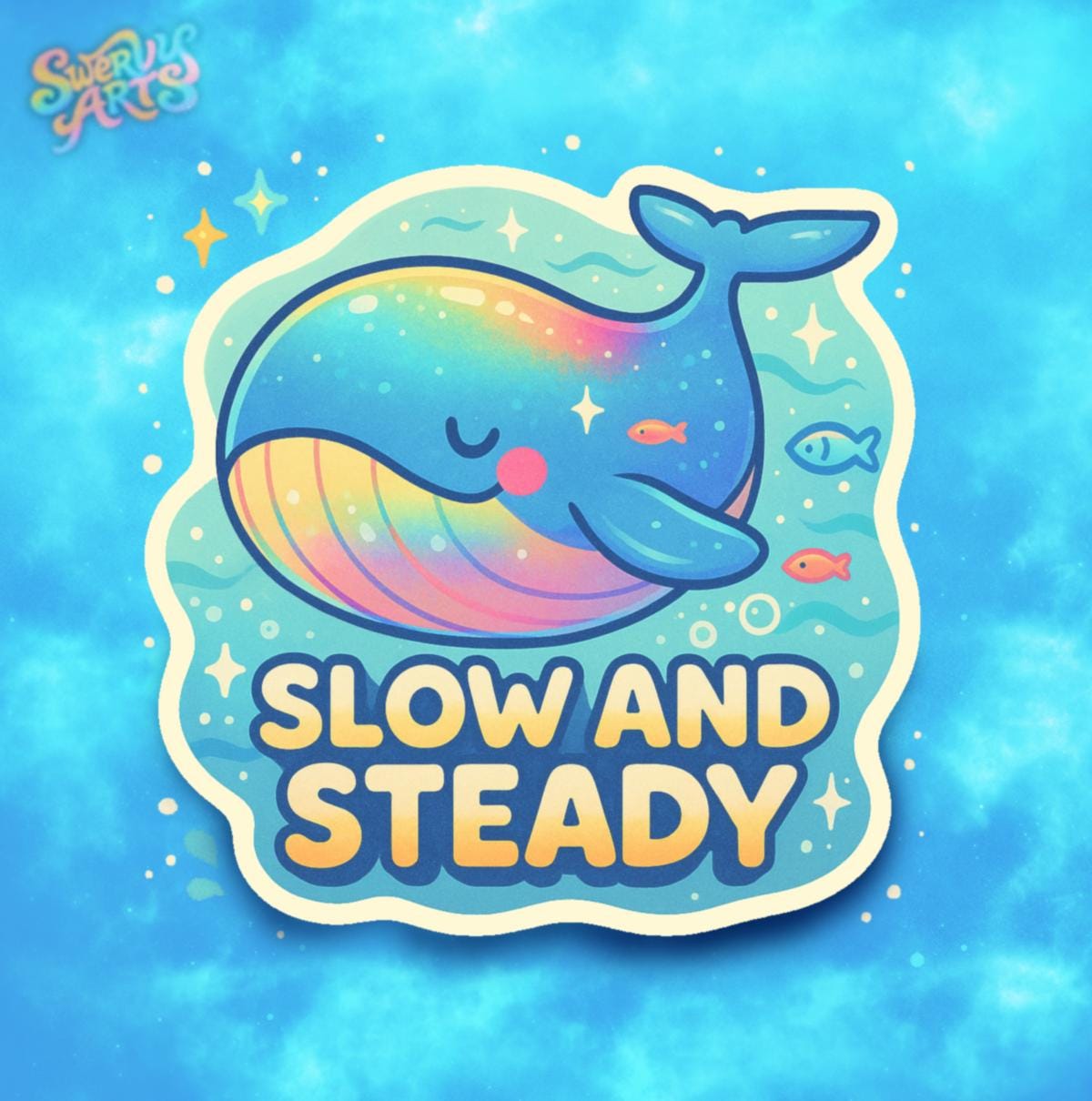 Slow and Steady Whale Sticker | Cute Ocean Animal Vinyl Sticker | Mental Health Reminder | Cute Whale Sticker | Water Bottle Laptop Sticker