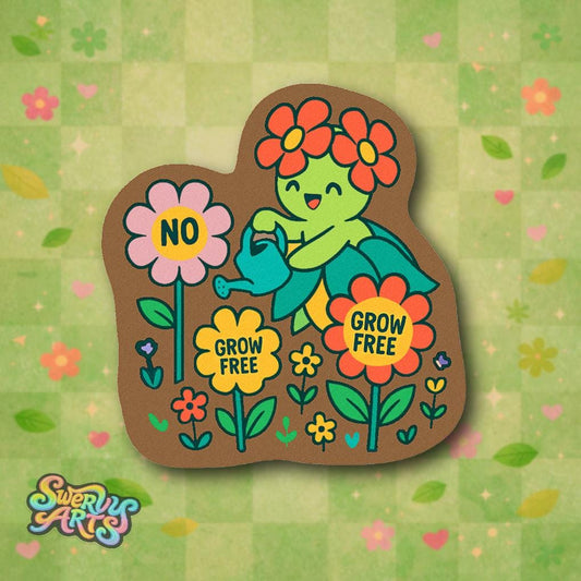 Bellossom ‘Grow Free’ Vinyl Sticker – Floral Rebellion Aesthetic. Botanical Activism Art. No means No. Stickers for Her, Wild Flower Child