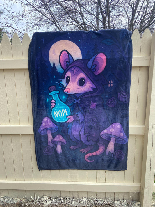 Dark Cottage Possum Blanket - Pastel Goth Cozy Gift - Soft Sherpa Throw Blanket