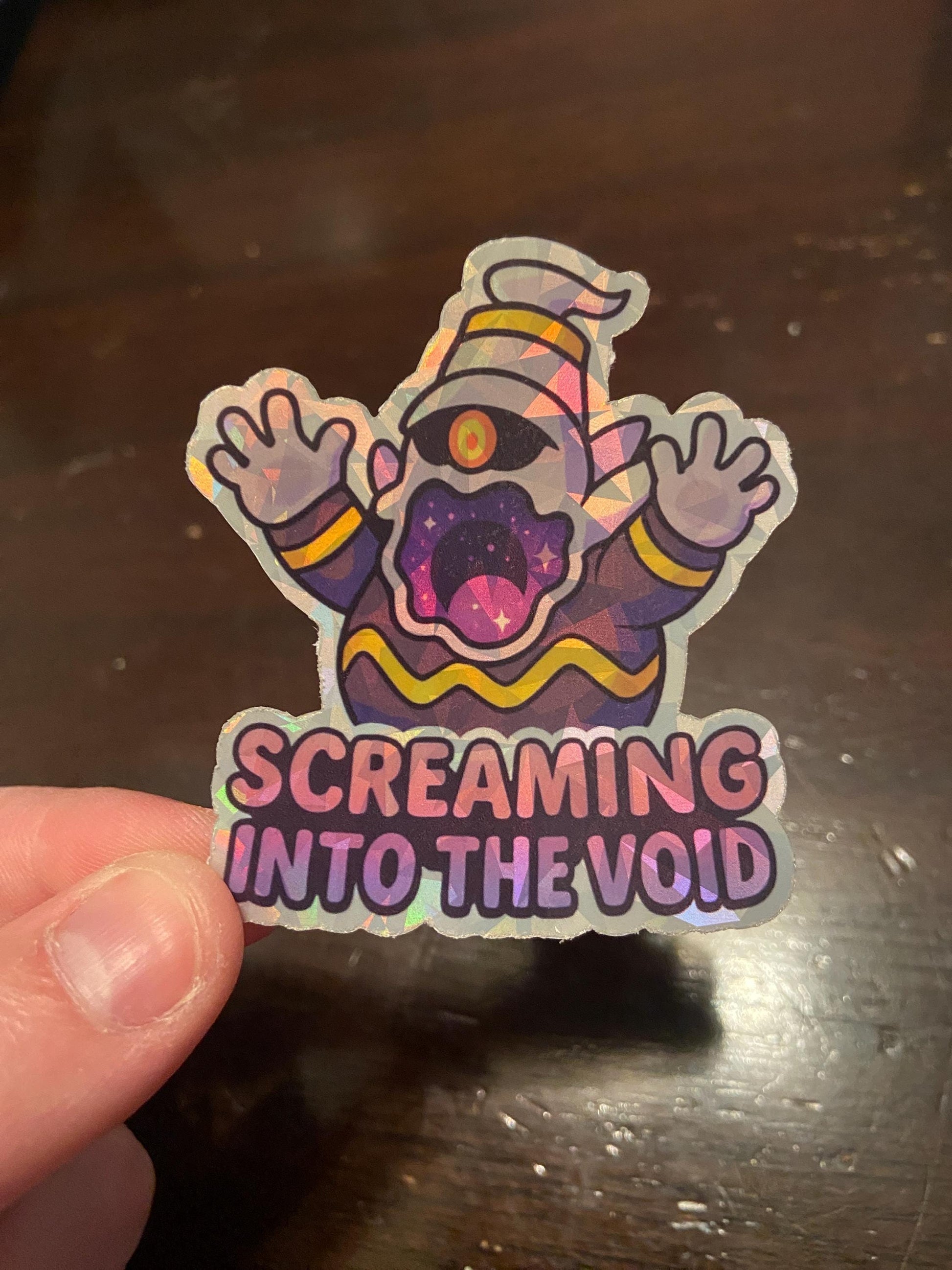 Screaming Into the Void Dusknoir Sticker | Funny Existential Meme Vinyl Sticker | Cute Dark Fantasy Ghost | Spooky Goth Gamercore