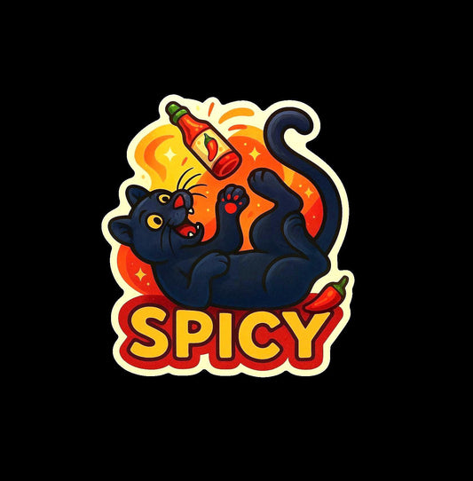 Spicy Panther Hot Sauce Sticker – Funny Black Cat Vinyl Decal – Spicy Food Humor Gift – Fire Cat Sticker