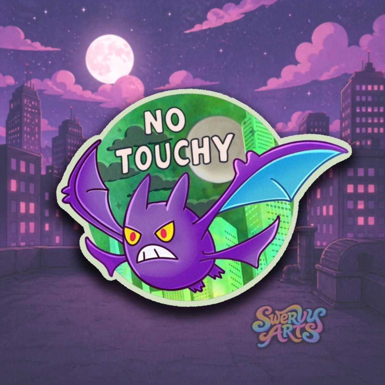 No Touchy Crobat Vinyl Sticker, cute angry and flying with attitude, sunset skyline, shiny pokemon, water resistant vinyl sticker