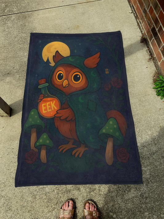 Spooky Owl Blanket | Cozy Gothic Throw Blanket | Witchy Cottagecore Decor | Cute Halloween Owl Art Blanket | Soft Fleece Throw Gift
