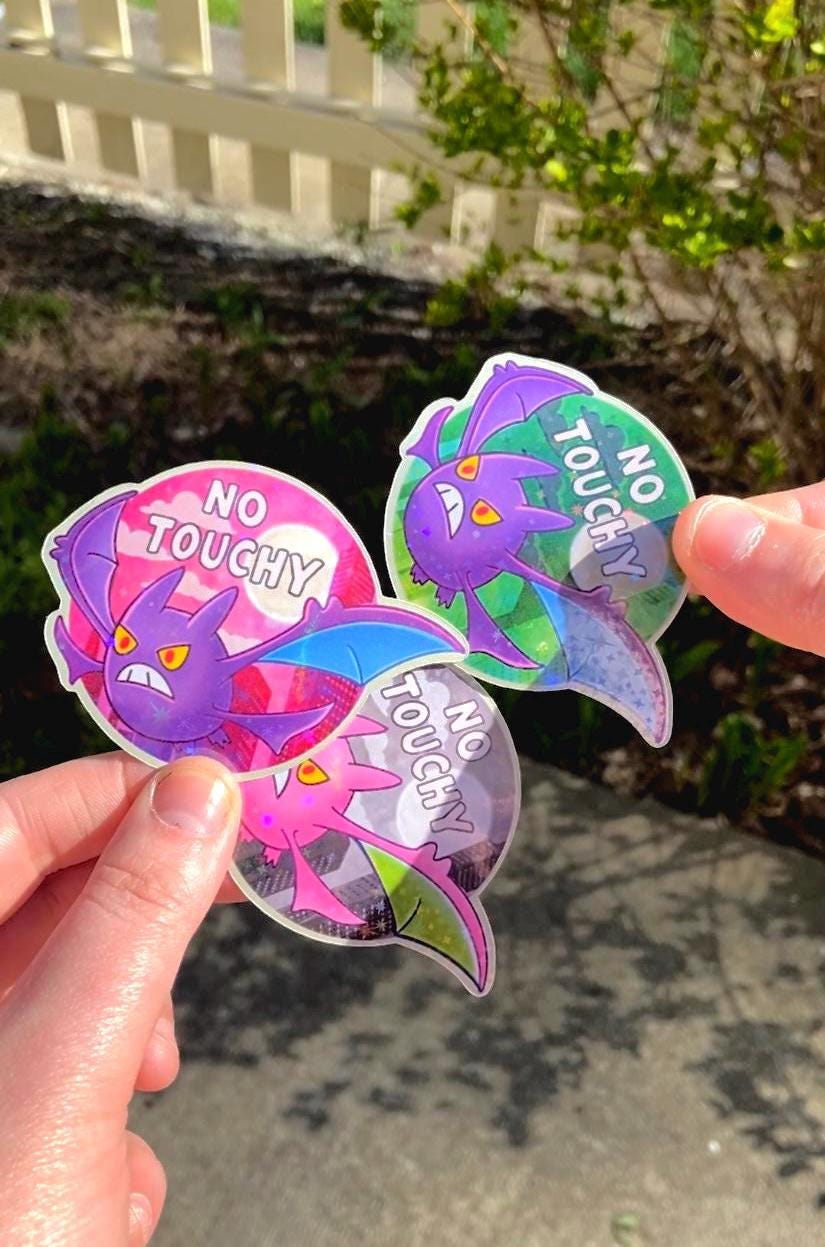 No Touchy Crobat Vinyl Sticker, cute angry and flying with attitude, sunset skyline, shiny pokemon, water resistant vinyl sticker
