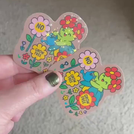 Bellossom ‘Grow Free’ Vinyl Sticker – Floral Rebellion Aesthetic. Botanical Activism Art. No means No. Stickers for Her, Wild Flower Child