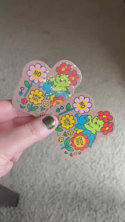 Bellossom ‘Grow Free’ Vinyl Sticker – Floral Rebellion Aesthetic. Botanical Activism Art. No means No. Stickers for Her, Wild Flower Child