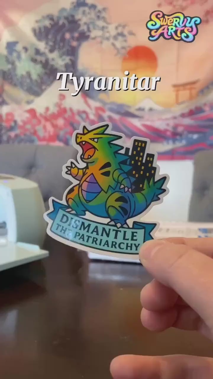 Sylveon Depose the Crown - Holographic Vinyl Sticker - dethrowing the monarch - whimsical pastel eevolution - no kings