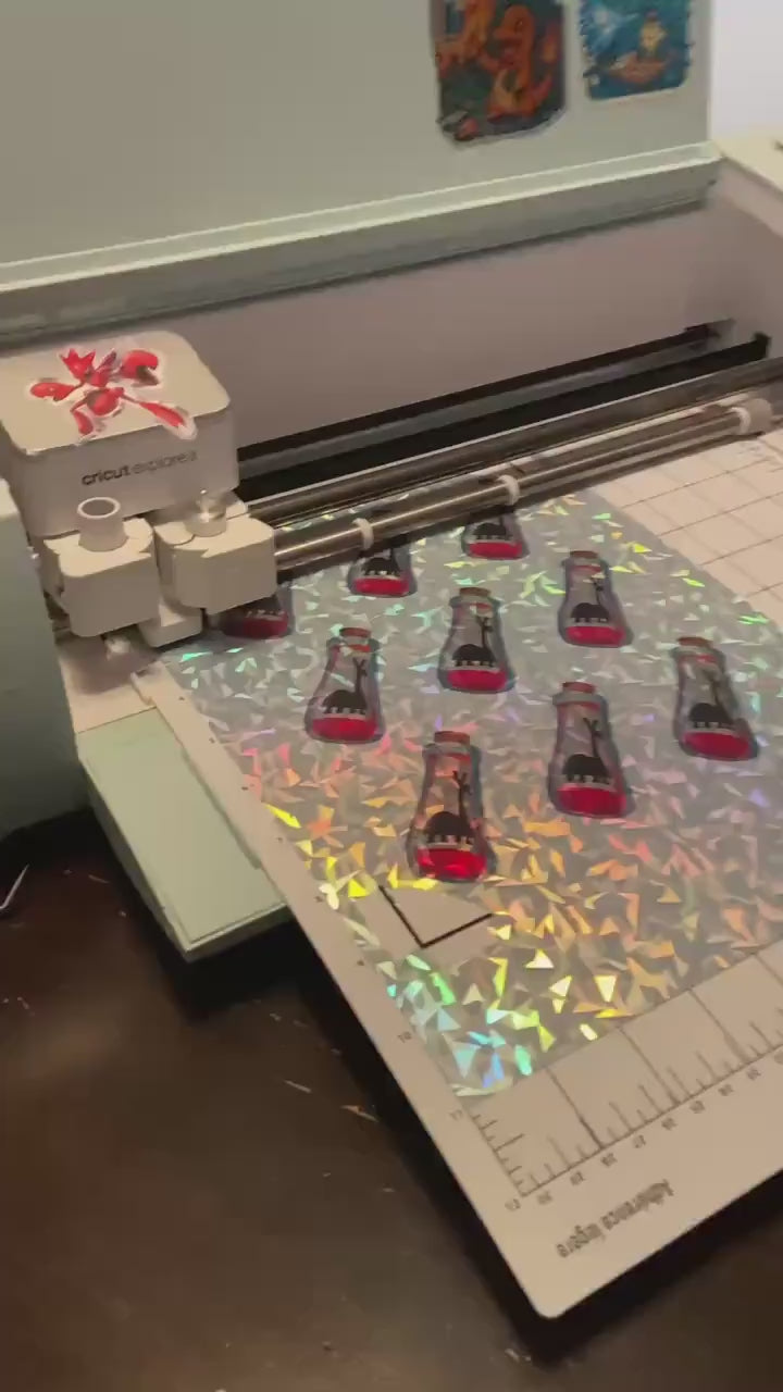 Llama Poison Bottle Holographic Sticker | Fantasy Potion Vinyl Sticker | Waterproof Laptop & Water Bottle Sticker, Villain Poison Bottle Art